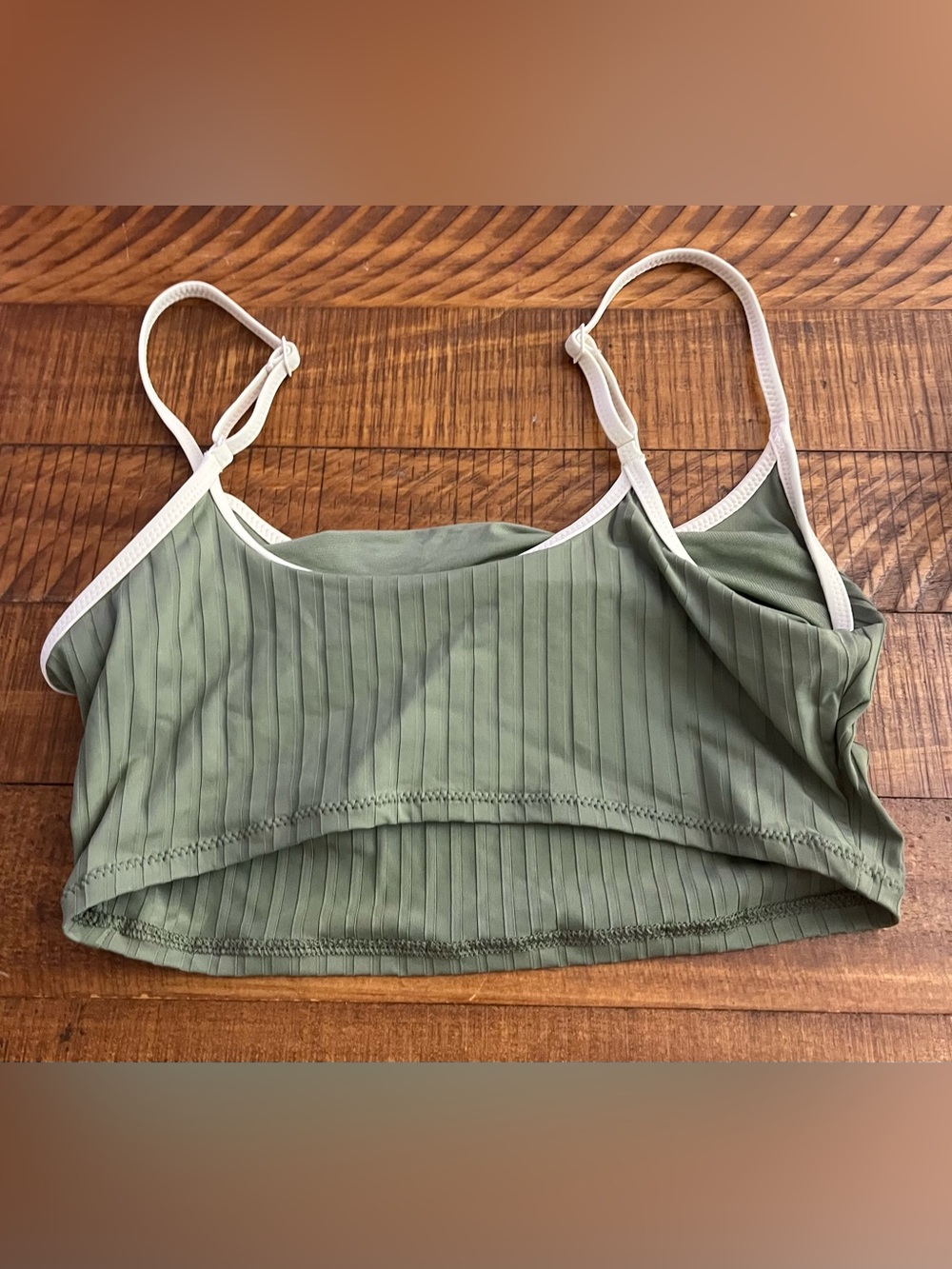 NWT Aerie Wide Rib Scoop Longline Bikini Top in Olive 🫒- Sz M - Picture 5 of 6